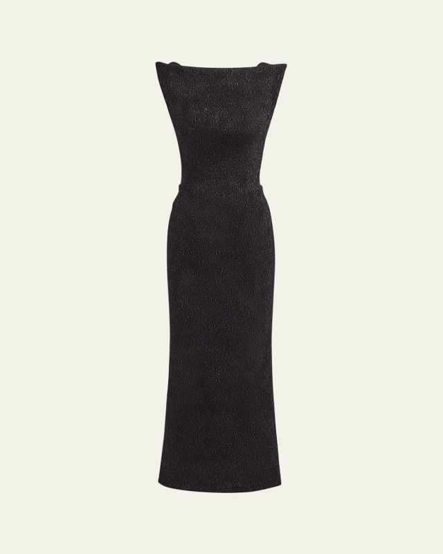 Metallic Structured Midi Dress